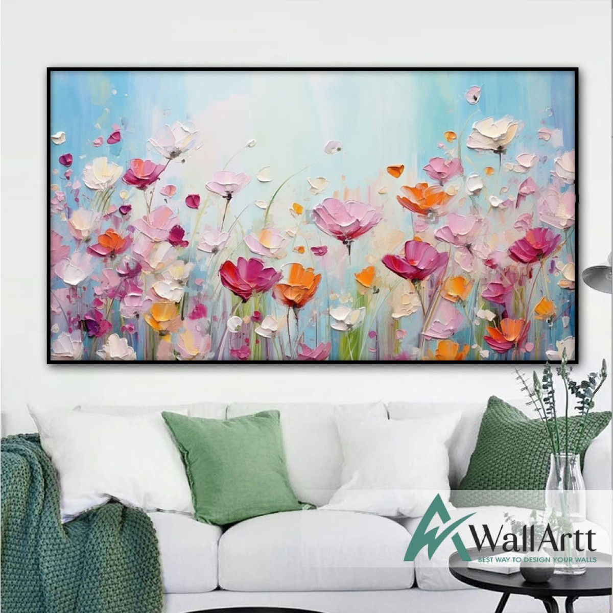 Colorful Wildflowers 3d Heavy Textured Partial Oil Painting